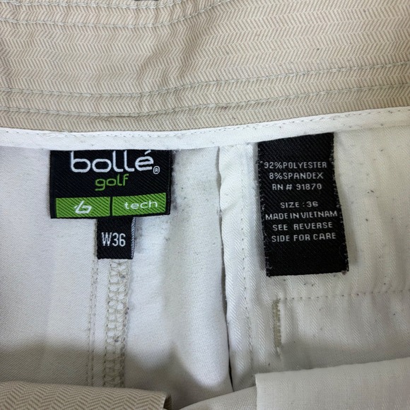 Bolle Golf Tech Mens Tan Khaki Herringbone Stretch Performance Shorts Size 36 - Picture 3 of 12